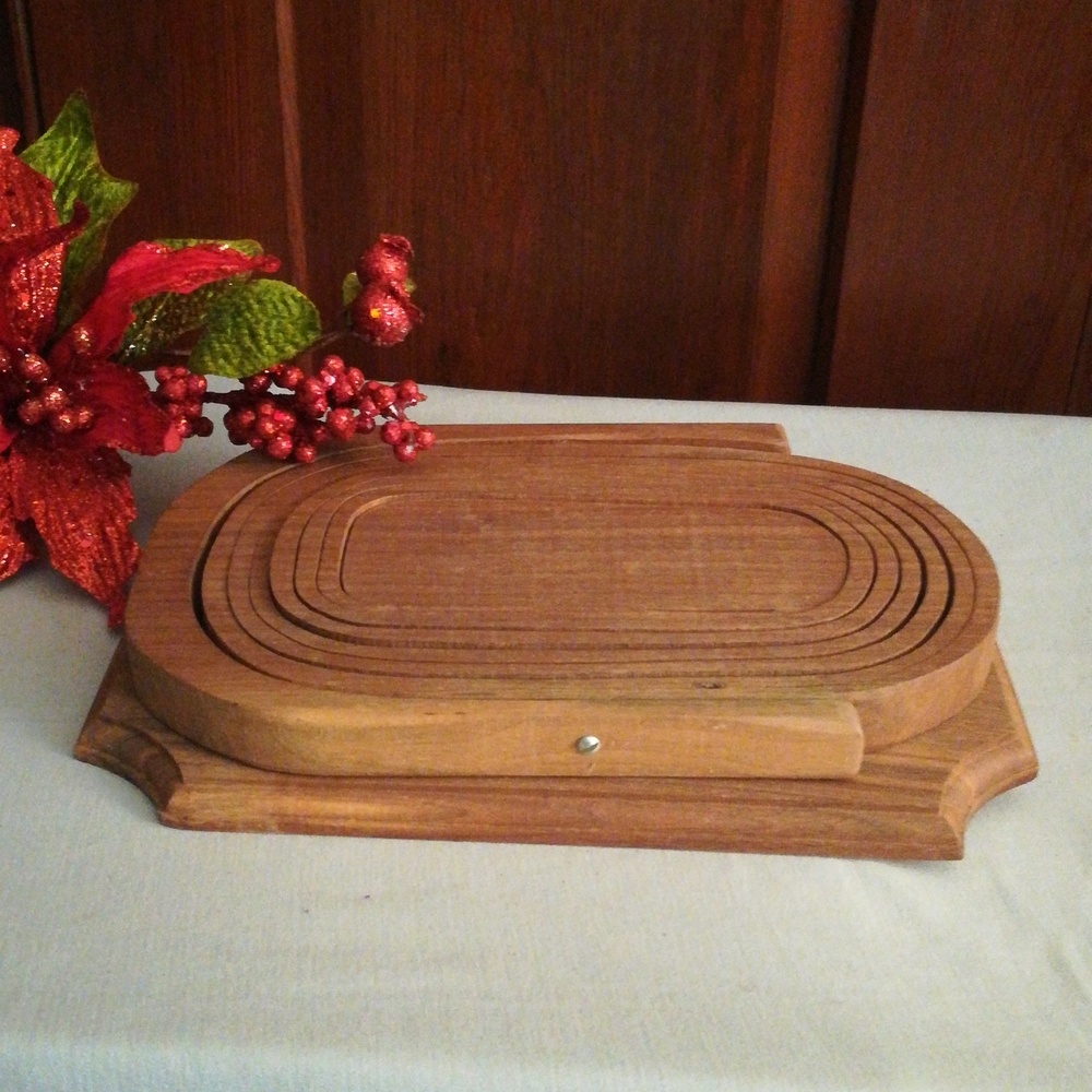 Vintage Handmade Walnut Collapsible Basket by H&L Enterprises - Picture 6 of 11